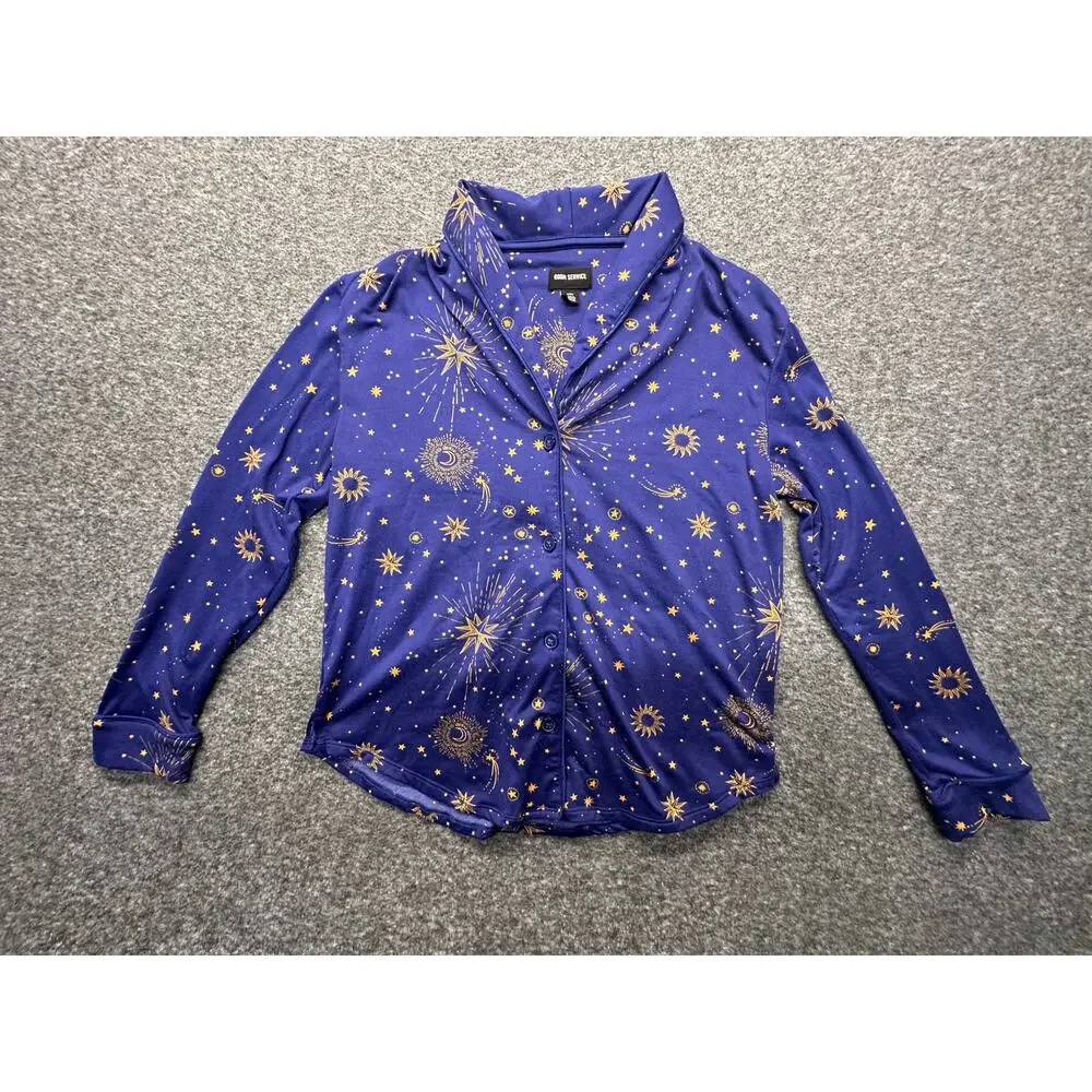 Room Service Shawl Collar Celestial Pajama Top Size Small GUC - Picture 1 of 8